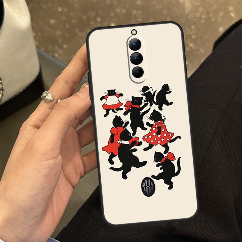 Black Cat Face Kitty Case For ZTE Nubia RedMagic 6 7 6S 7S Pro 5G 6R RedMagic 10 Air 9 8 8S 9S 10S Pro Plus Cover