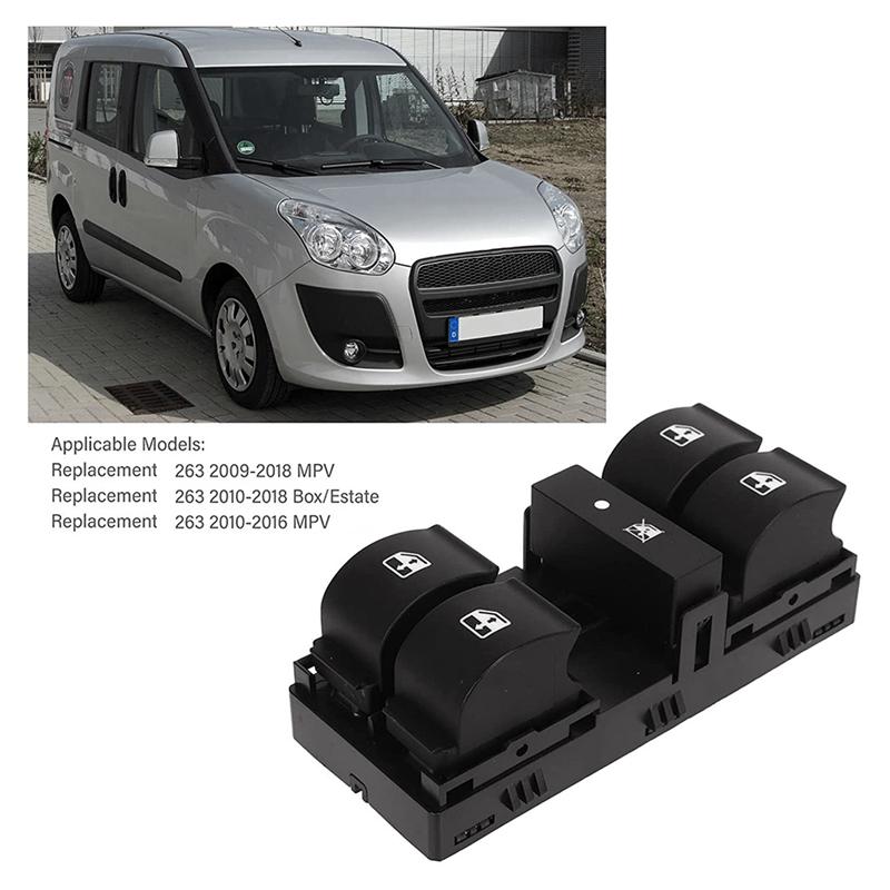 Power Window Switch Black Window Switch ABS Window Switch 735498686 Fit For Fiat Doblo 263 2009‑2018