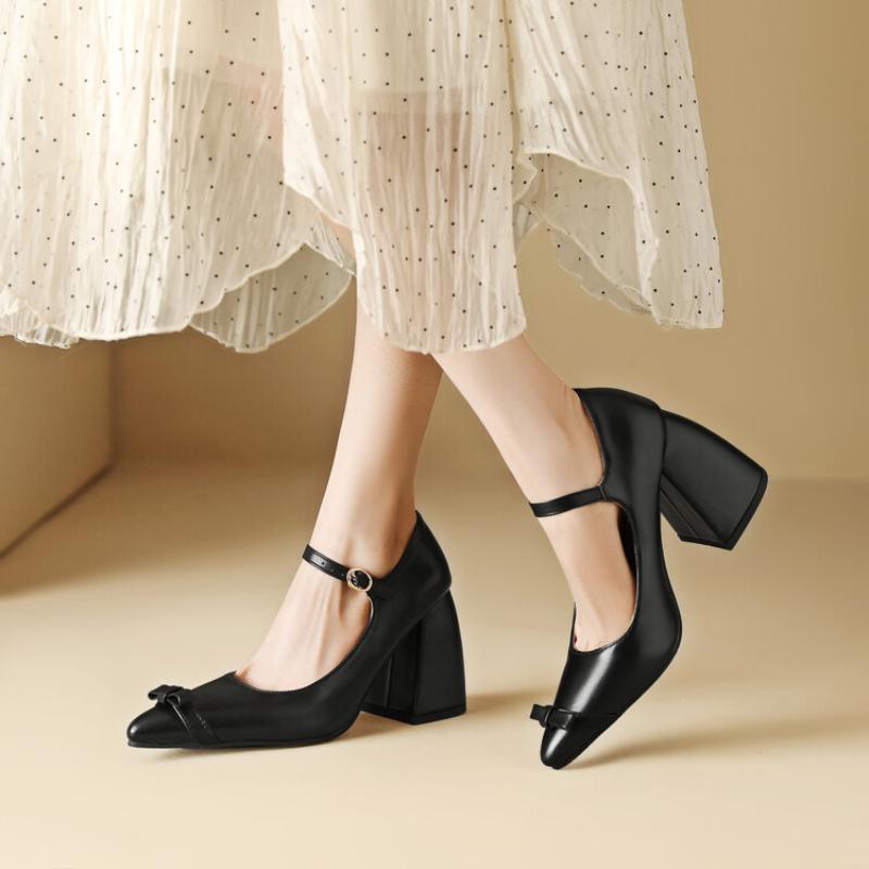 Women Shoes New Bow Design Mary Janes High Heels For Women Work Shoes Shoes For Women Chunky Heels