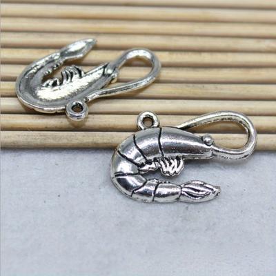 50pcs Cute Lobster Pendant Antique Silver Charm Marine Style Shrimp Pendant for DIY Handmade Earrings Necklace Jewelry Accessories