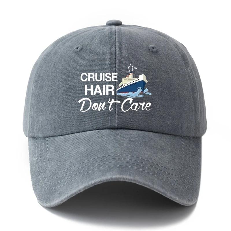 MAKEFGE Unisex Polyester Baseball Cap, Casual Cruise Hair Don t Care Print, Adjustable Hip-Hop Hat with Curved Brim, Outdoor Spo серый