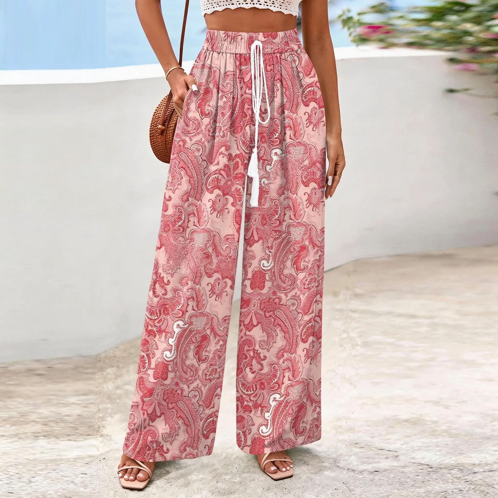 

Женские широкие повседневные струящиеся брюки с цветочным принтом S