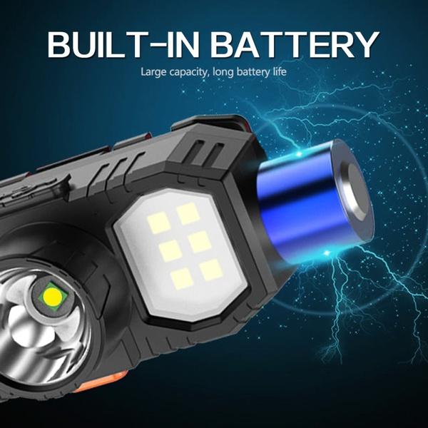 LED-Scheinwerfer, 3 Modi, USB wiederaufladbar, am Kopf montierte Taschenlampe, LED-Suchscheinwerfer, wasserdichte Nacht-Angellampe