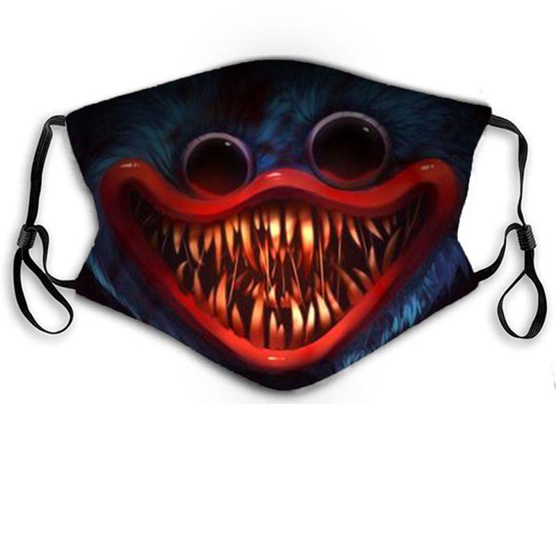 Máscara Facial de Algodão de Halloween Poppy Playtime Huggy Wuggys Para Adultos Ajustável Respirável