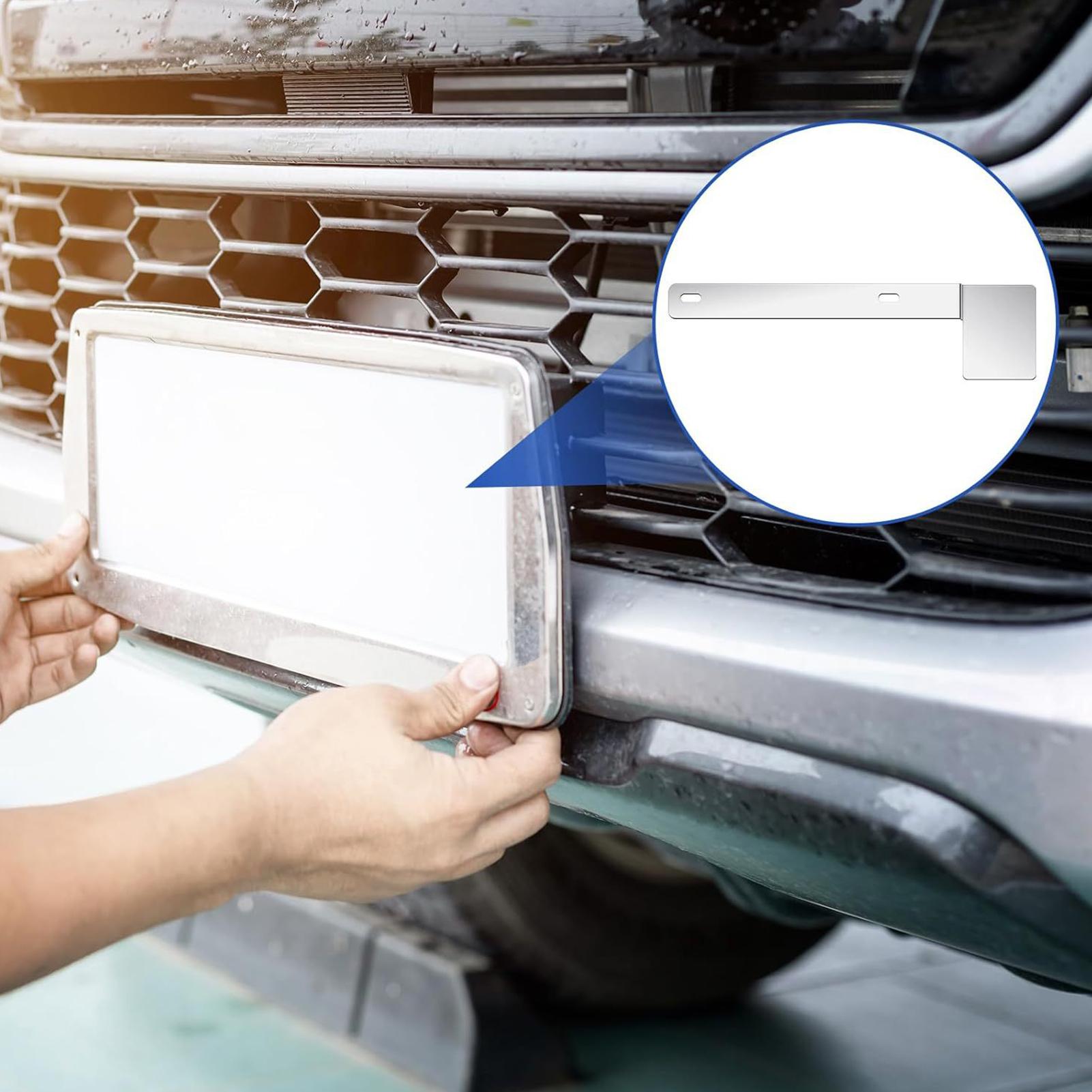 License Plate Safety Check Bracket 2 Pieces Stainless Steel Car Accessories Safety Check Sticker License Plate Bracket For Car CHINA