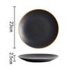 Frosted Black Ceramic Dinner Plate with Gold Border Round Steak Plate Hotel Restaurant Tableware Set Kitchen Utensils Porcelain