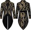 Devil Fashion Męski Gotycki Steampunkowy Frak Czarny Brokatowy Damaszek Ślubny