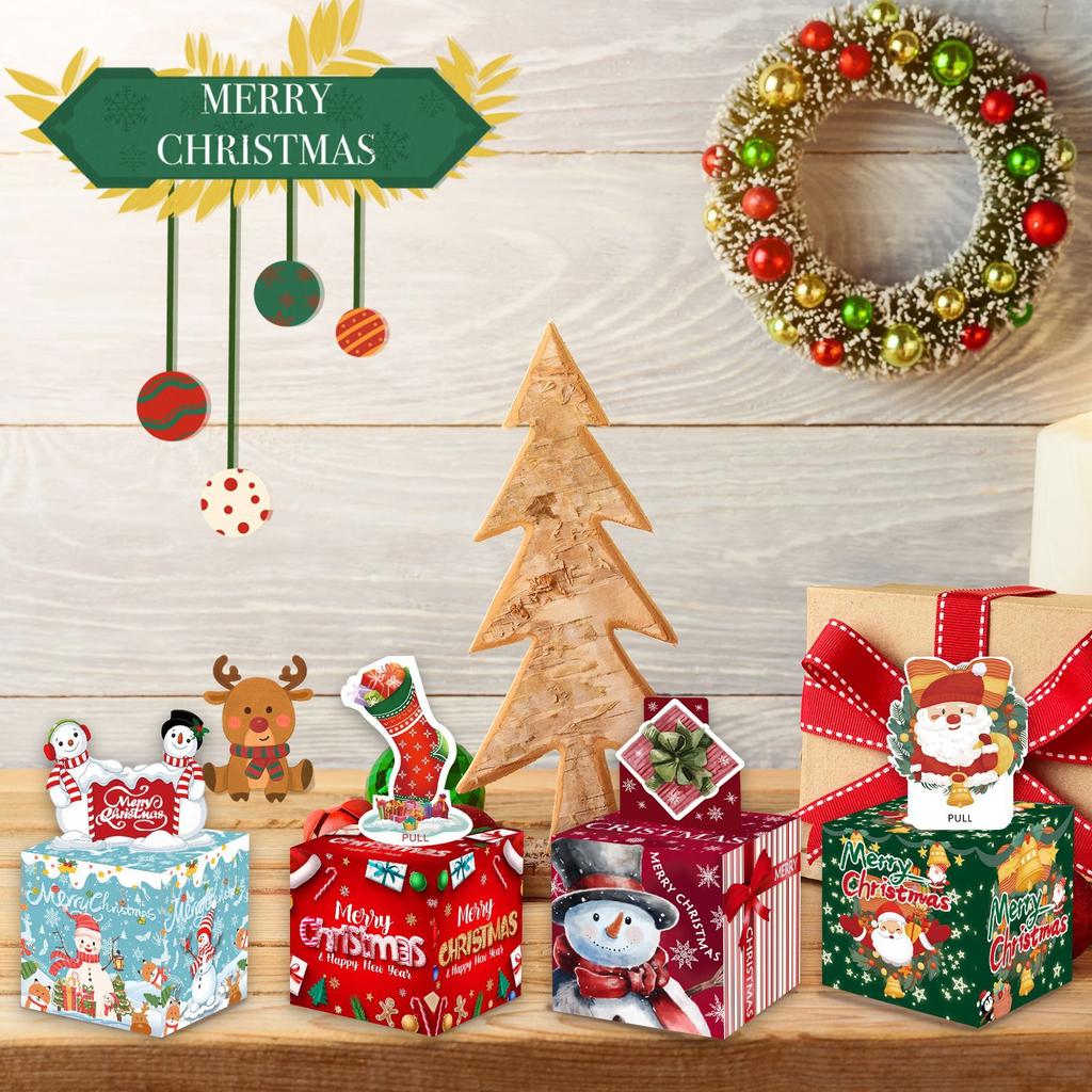 4 Sets Of Christmas Gifts In Different Styles Christmas Theme Party Surprise Money Gift Box Gifts