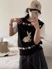 Women's Japanese Retro Diamond Rabbit Knit Vest - College Style Cardigan for Spring & Autumn