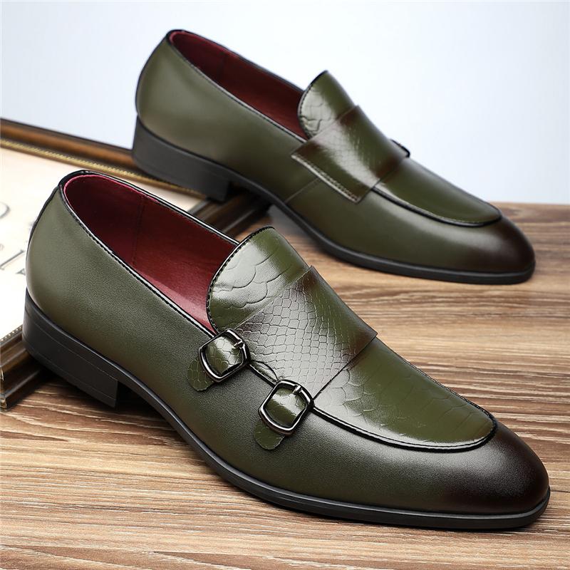 Fashion New Designer Monk Strap Loafers For Men Patchwork Wedding Party Dress Driving Shoes Formal Footwear Zapatos Hombre