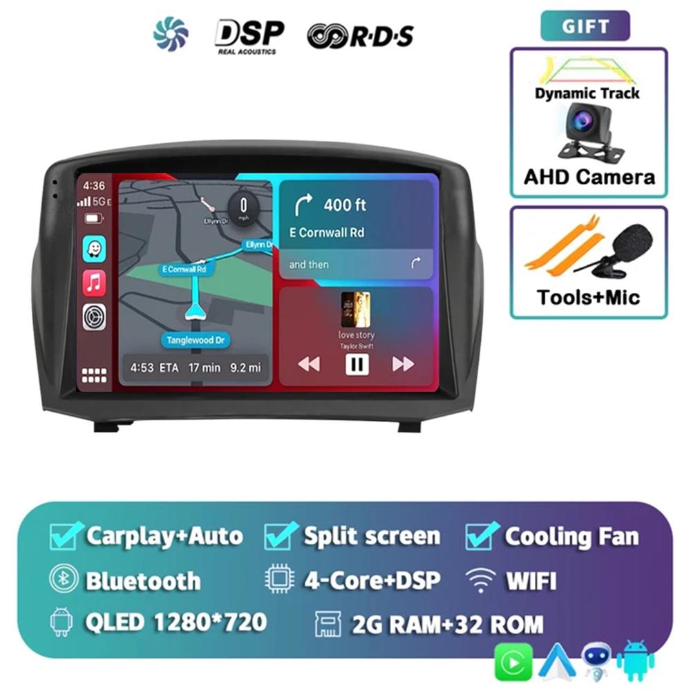 Android 14 Car For Ford Fiesta Mk 6 2009 - 2018 2 Din Navigation GPS Carplay Autoradio Stereo Multimedia Head Unit 5G LET WIFI