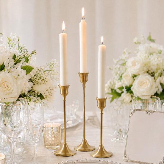 DYS Vintage Candle Holder, Metal Pillar Holder for Standard Pillars or Tealights, Romantic Tall Candlestick Dining Room Wedding Party Table