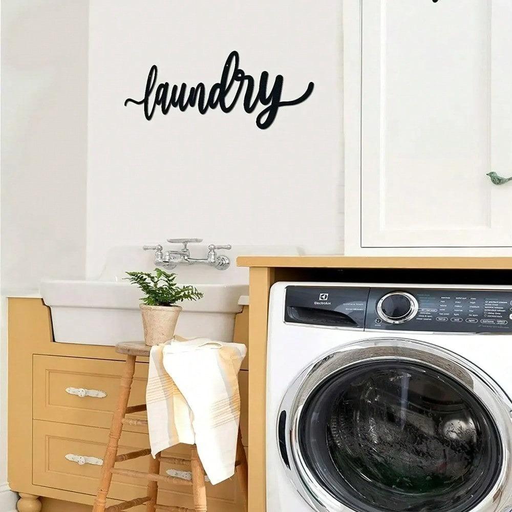1pc Black Metal Pantry Sign Laundry Room Wall Art, Country Style Letter Decor for Kitchen Bathroom Toilet Home