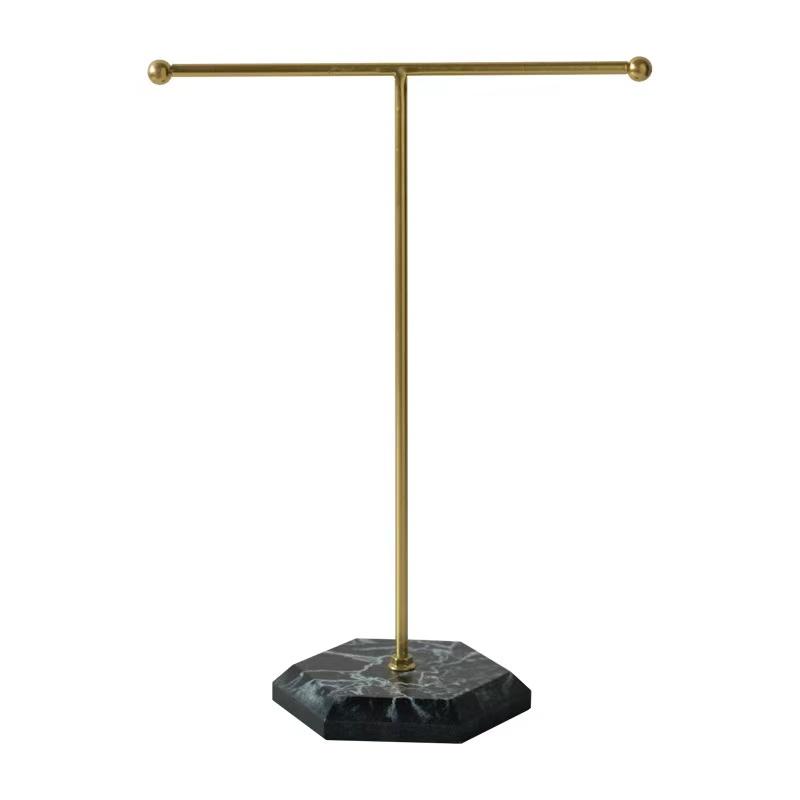 Newly designed metal gold T-shaped jewelry display stand for earrings, rings, necklaces, watches and pendants