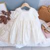 Girls Summer Lace Trim Short Sleeve Princess Dress Cute Children Casual Party Wear Clothing For Kids Toddler Baby Girl Outfit