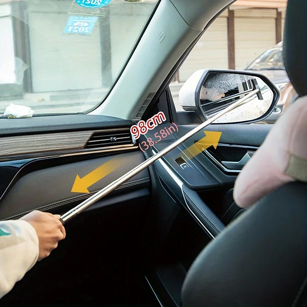 1pc car rearview mirror wiper telescopic car rearview mirror wiper long handle car cleaning tool rearview mirror glass defogger