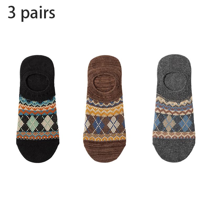 3-Pack Men's Invisible No Show Socks Anti-Slip Silicone Grip Cotton Ankle Socks for Sports Casual All Season Boat Socks