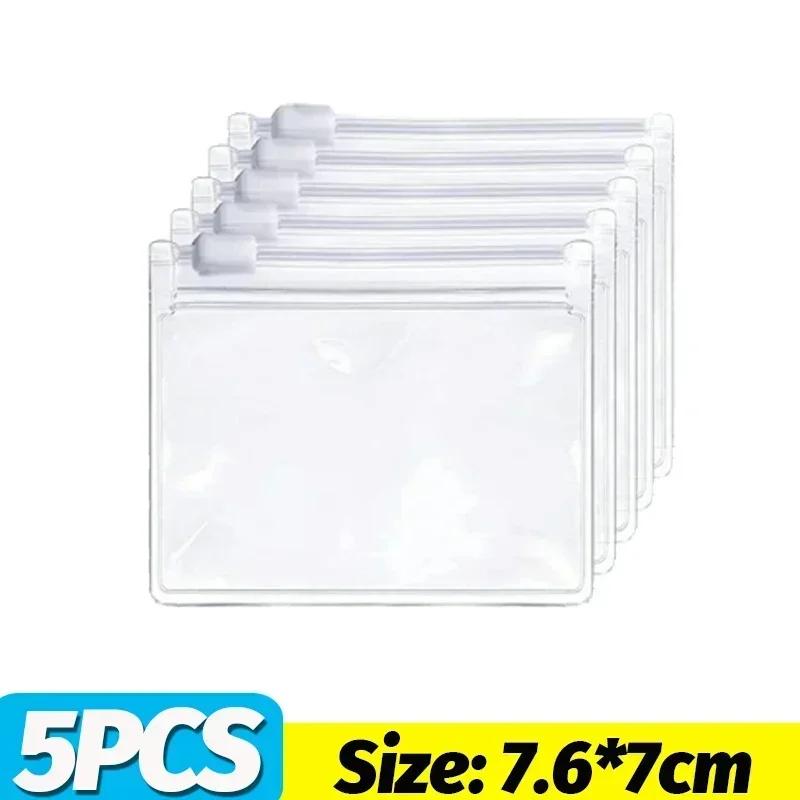 50/5PCS Mini Clear Bag Pill Dispenser Bags Protable Travel Jewel Pouch with Sliding Zipper Self-sealing Waterproof Storage 2035