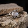 S925 Sterling Silver Natural Moonstone Color Baotai Silver Ring Women'S Fashion Personality Trendy Open Ring