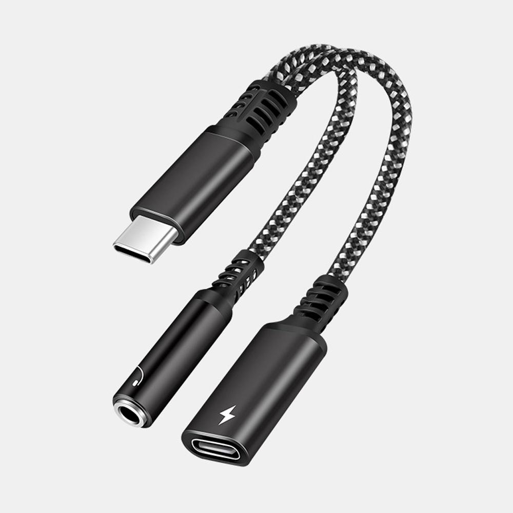 

HdooLink 2 в 1 USB C до 3,5 мм адаптер для наушников Type C зарядный аудио Aux адаптер для Ipad Pro Samsung S20 Ultra Note 20 10 Huawei 30W Adapter-Black