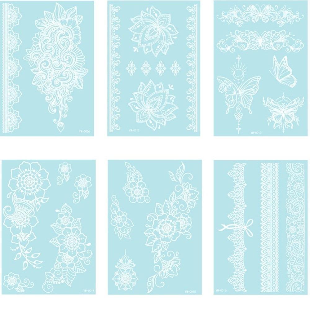 6 Sheets Lasting Mandala Temporary Tattoos Glow In the Dark Lace Fake Tattoos  Arm