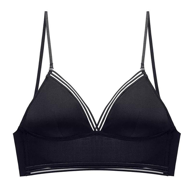 

Летнее ледяное шелковое сексуальное нижнее белье женское с вырезом на шее, большой халтер, U-образная красивая спинка, тонкий бюстгальтер с треугольной чашкой без косточек S