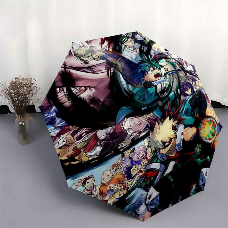 1pc My Hero Academia Boku No Hero Academia Outdoor Umbrella Automatic Opening and Closing Umbrella Portable Three-Fold Design with 8 Iron Ribs Suitabl