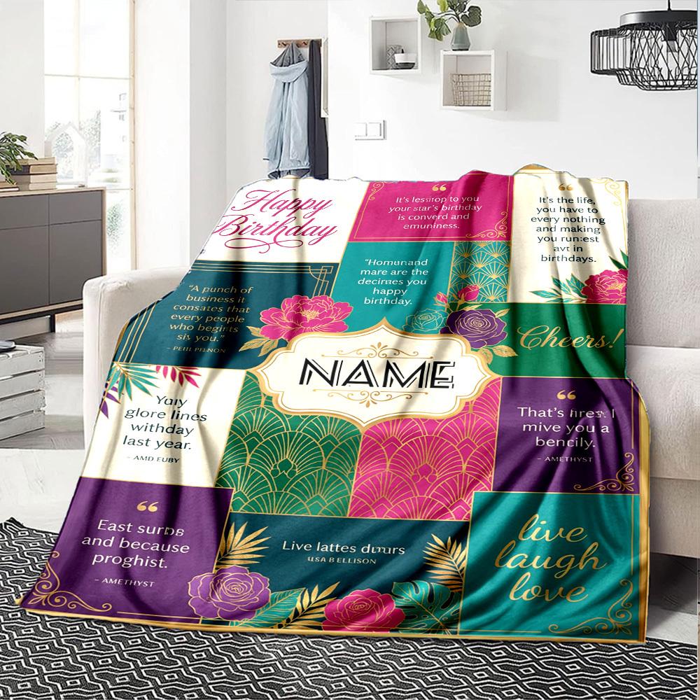 Elephant In Tropical Paradise With Gold Accents Blanketcustomizable With Your Namecomfortable And Stylish Perfect For Travel Beds Chairs Offices Sofas