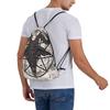 Pentagram Goat Skull Drawstring Backpack Sports Gym Water Resistant Bag Portable Sports Gym Sackpack for Training Shopping