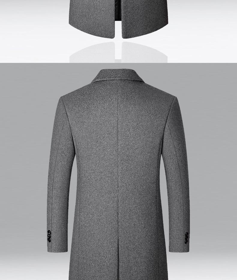 Men's Mid-Length Wool Coat - Autumn/Winter Casual Overcoat, 2025 Windbreaker for Middle-Aged Men
