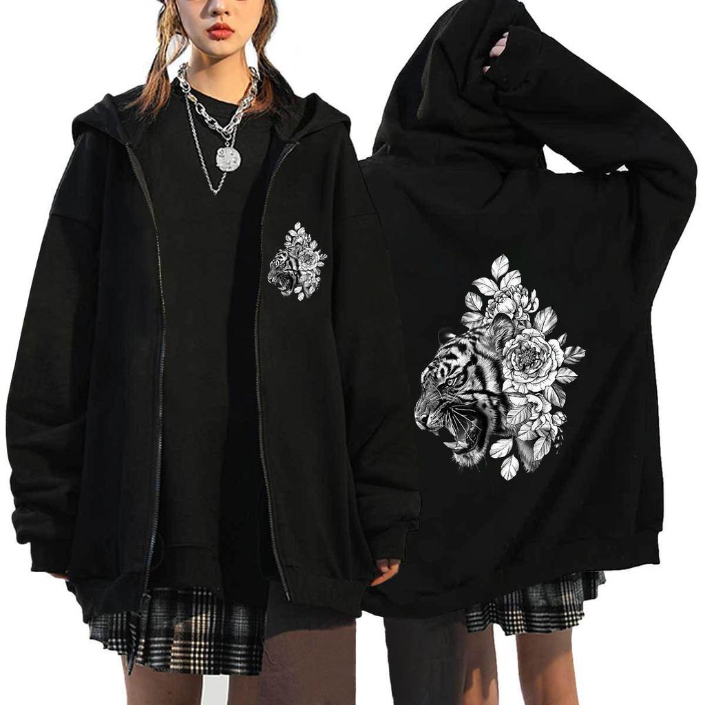 Dark Sternum Printed Zipper Hoodie Men Women Gothic Long Sleeve Fleece Sweatshirts Autumn Winter Retro Jacket Coat