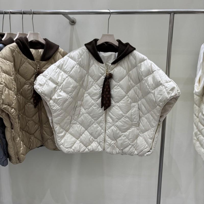 Womens Lightweight Hooded Down Vest Cape Coat 50% Duck Fill Loose Fit Winter Daily Wear