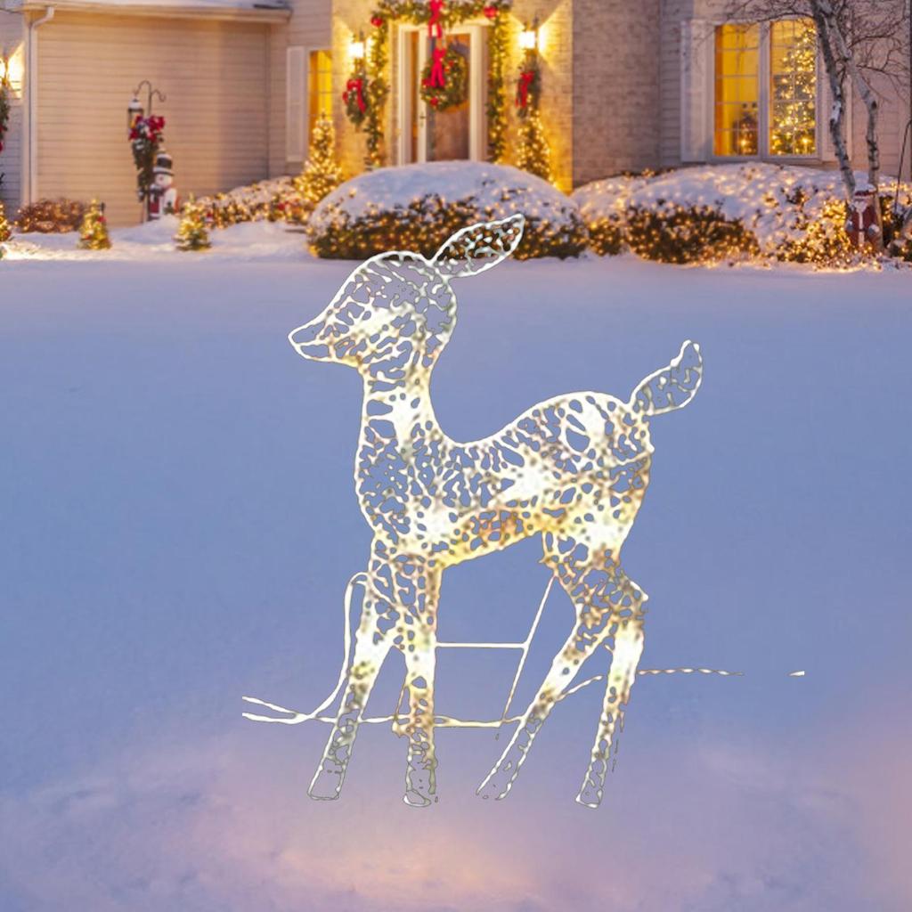 Lighted Christmas Reindeer Water Resistant Light Up Decoration for Garden Outdoor Standing Elk Ornament for Yard Lawn Battery