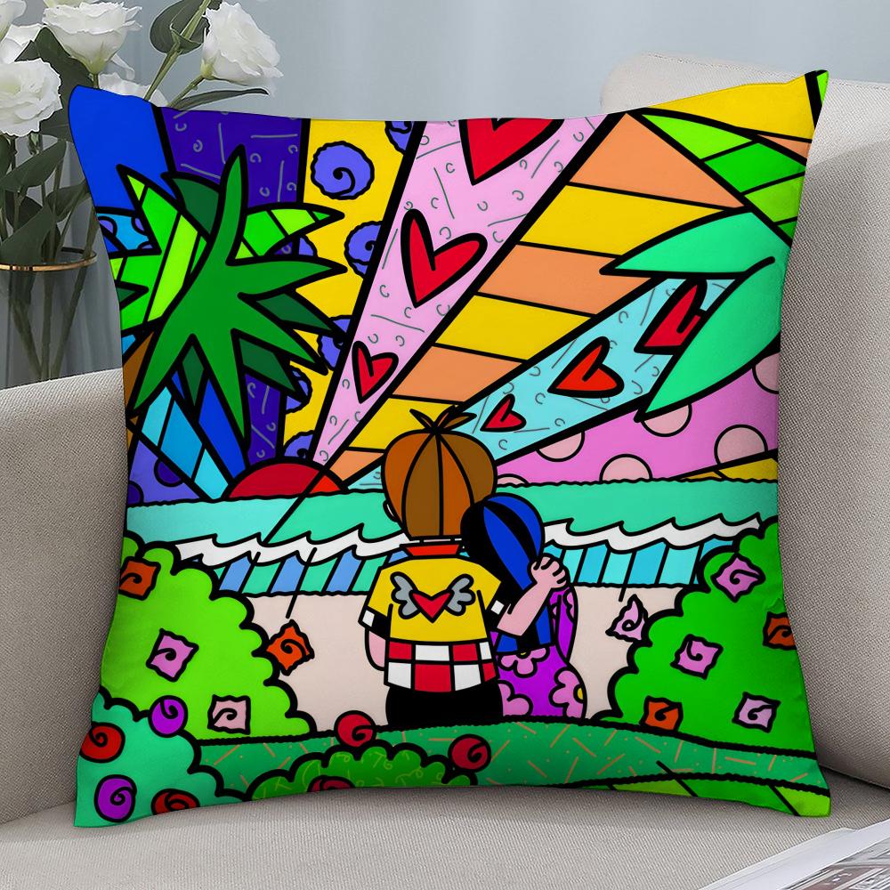 B-BrittoS Art Design Pillow Case 3D Print Polyester Fiber 40*40 Cm Home Sofa Throw Pillow Cover Decoration Festival Gift
