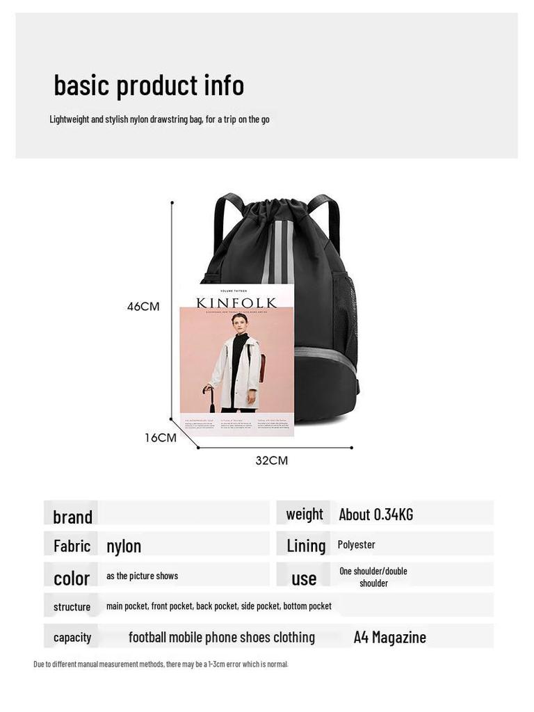 Women's Outdoor Drawstring Backpack for Travel, School, Sports, Fitness, and Basketball Storage