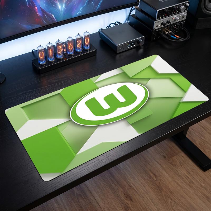 VfL Wolfsburg FC Themenmuster Mauspads, Fußball Logo Design XXL Gaming Schreibtischmatte Rutschfeste Computer-Mauspad