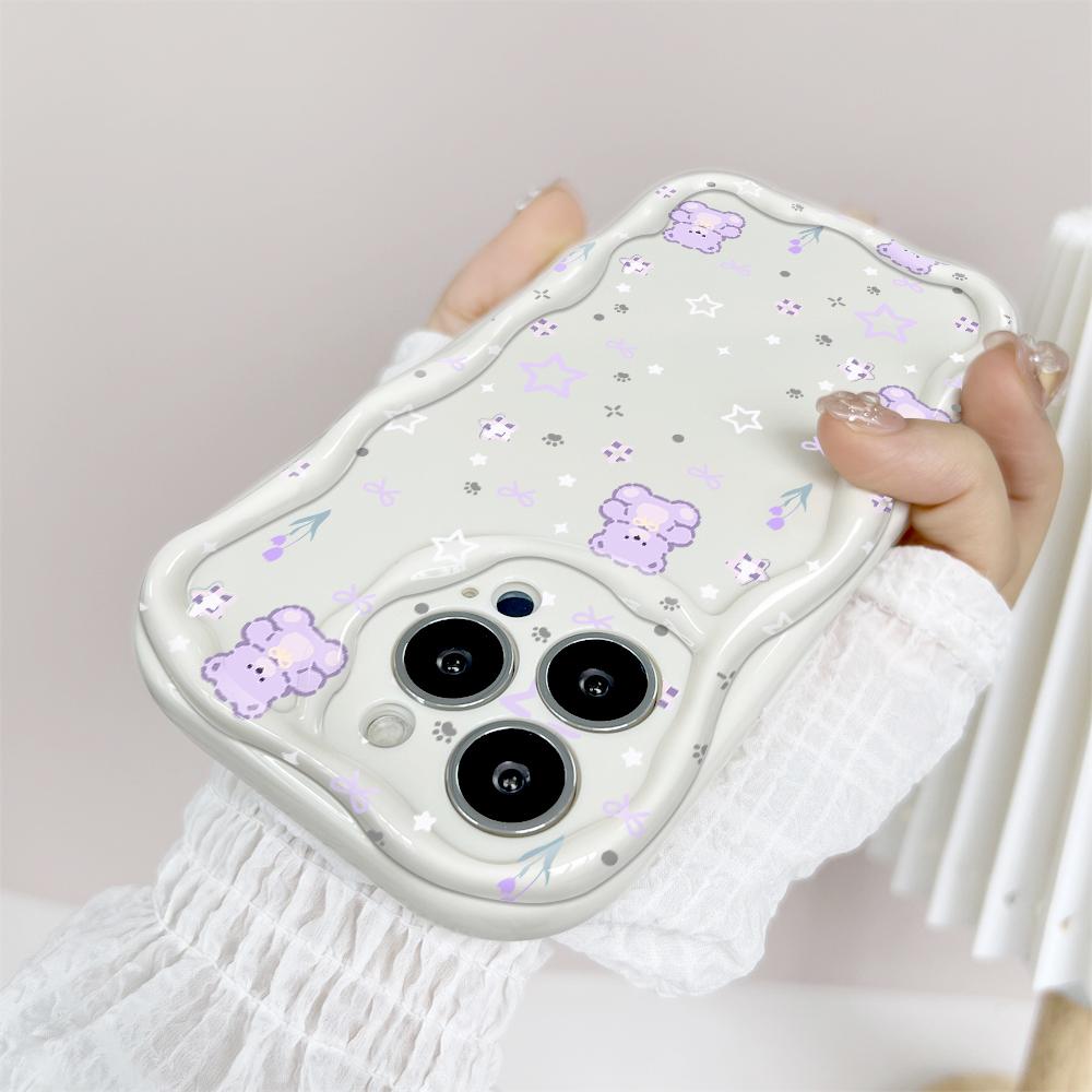 Cartoon Pattern Cream Texture Case Wavy Edge Mykt Silikondeksel Telefonveske til IPhone Samsung Huawei Honor Xiaomi Redmi Infinix Tecno