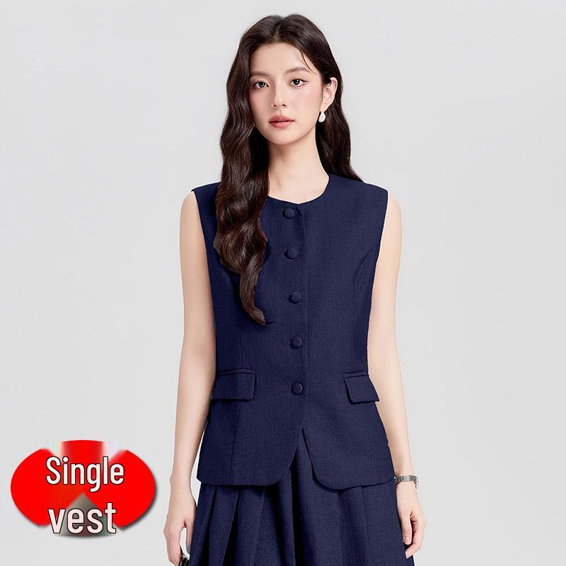 Women s Petite Gray Vest & Skirt Set - Slim Fit, Professional, Spring/Summer Style L
