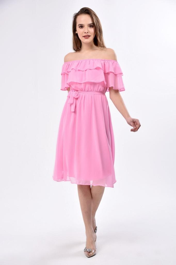 Women's Big Size Dress Carmen Collar Chiffon Dress