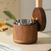 Solid Wood with Lid Ashtray for Home Living Room, Stainless Steel Inner Container, Luxurious and Retro Style Ashtray, Dust-proof
