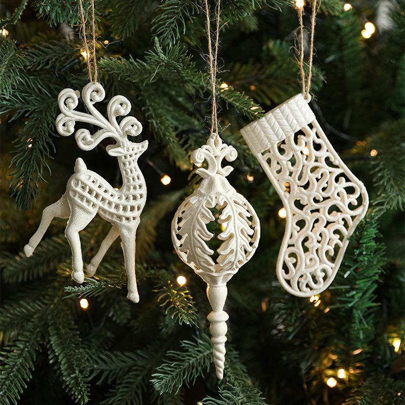 White Plastic Christmas Ornaments: Reindeer and Star Shapes for Tree Décor