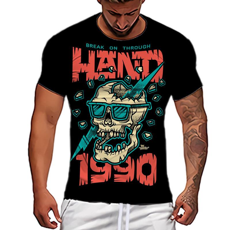

Летний топ с круглым вырезом и 3D принтом забавного скелета, модная повседневная мужская футболка с коротким рукавом 6XL