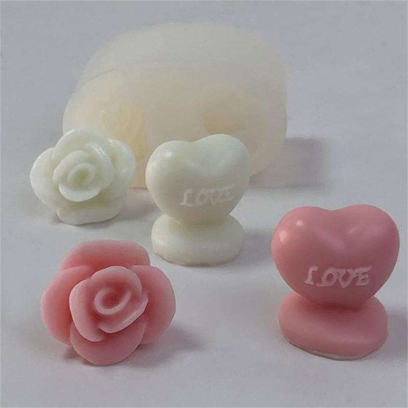 Heart Shaped Candle Silicone Mold for Making Candle Soap Plaster Ornemant Resin Craft, Rose Candle Silicone Molds