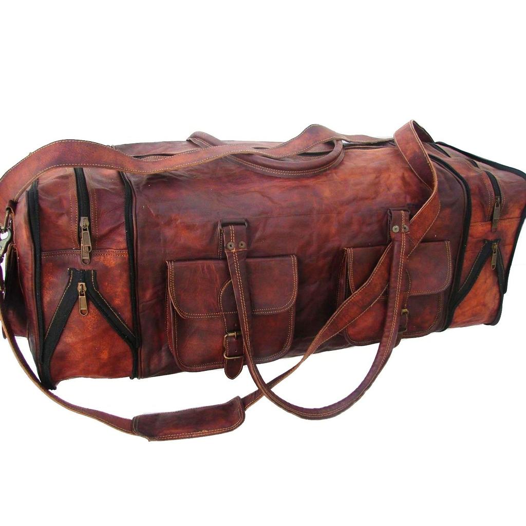 Geantă mare pentru bărbați, mare, din piele naturală, pentru călătorie de weekend
