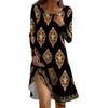 Long  Sleeve Dress For Women Casual Loose Fit Print Dress With Pockets