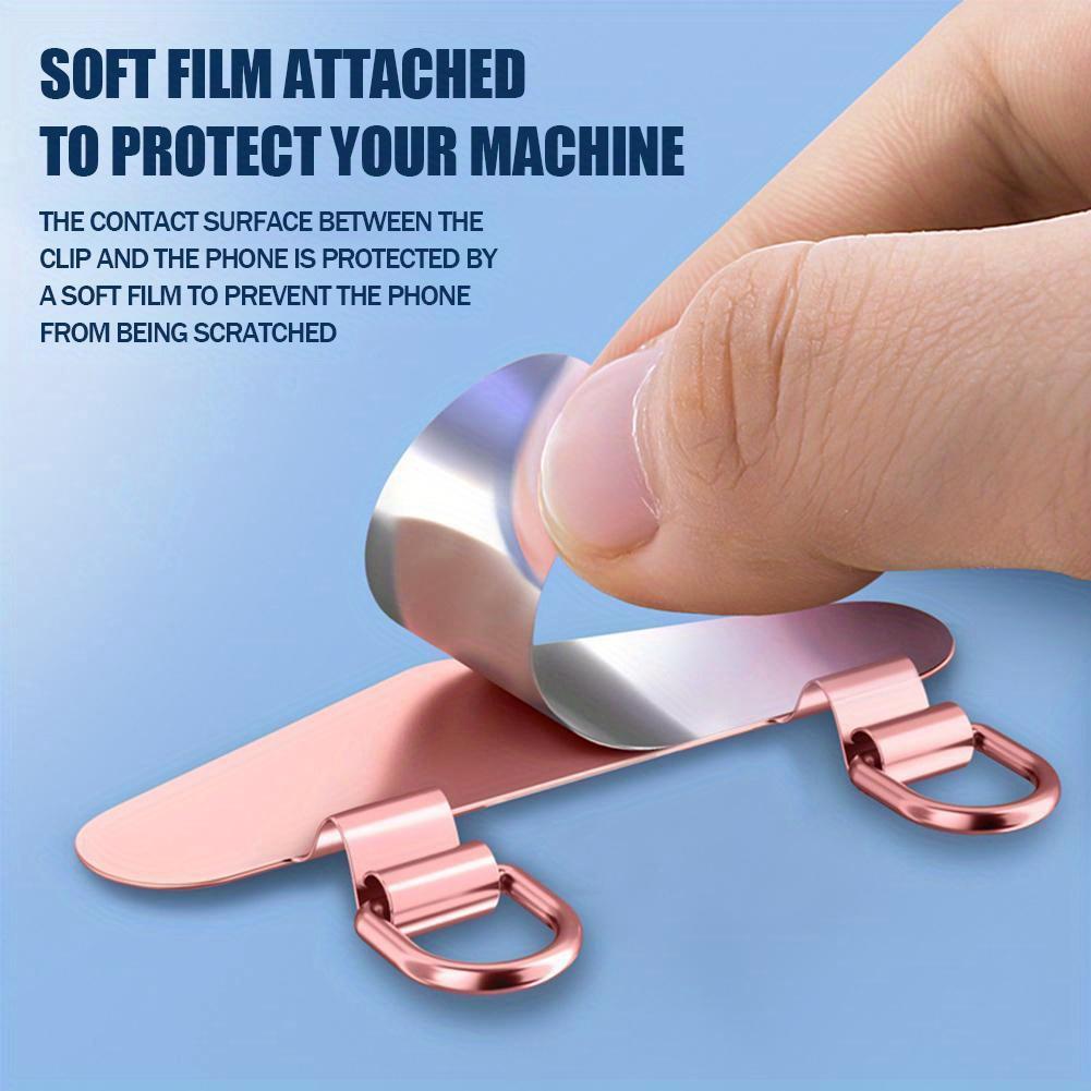Mobile Phone Lanyard Fixed Thin Back Patch Stainless Steel Clip Double Ear Metal Gasket Anti-loss Phone Hanging Rope Connection Piece