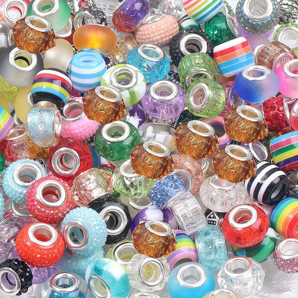 50pcs Resin Material, European Macroporous Beads, Bulk Mixed Color Spacer Beads, Garden Decorative Beads, Beads and Bead Accessories