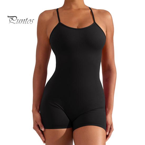 

Женский летний комбинезон для йоги, без рукавов с перекрестной спиной, высокая эластичность, обтягивающий, мягкий, дышащий, с низким вырезом, U-образным вырезом, с открытыми плечами, пляжный короткий летний фитнес-комбинезон XL чёрный