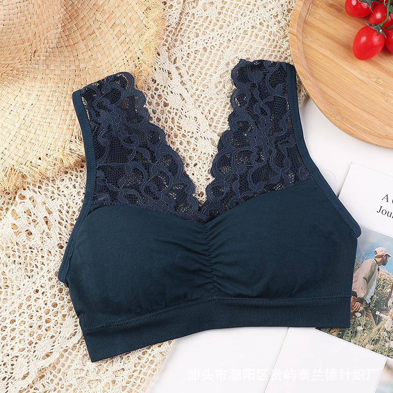 Encaje Talla Grande Ropa Interior Sujetador Sin Costuras Sin Espalda para Ropa Exterior Pecho Envuelto Sin Aro de Acero Lencería Sin Tirantes para Mujer