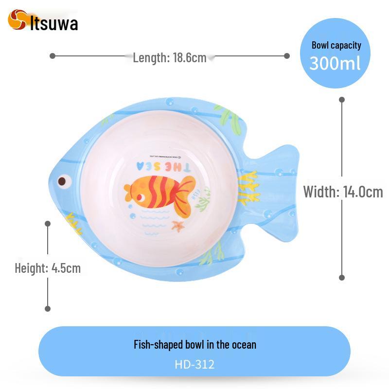Wuhe Kids' Melamine Cartoon Compartment Tray, Baby Bowl, and Tableware Set